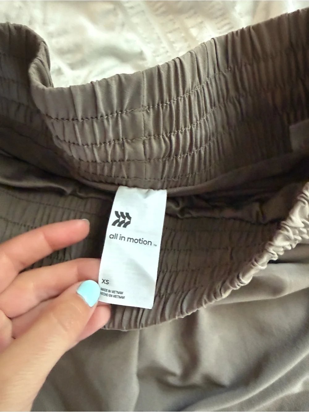all in motion Olive Gray Smocked-Waist Athletic Shorts